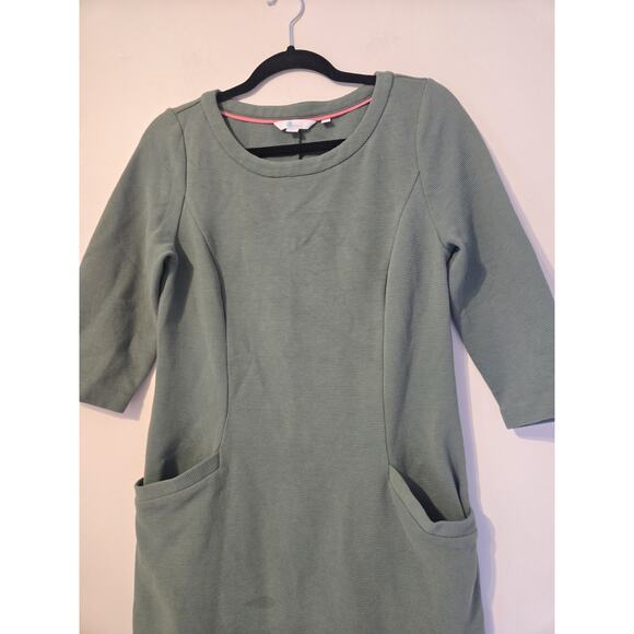 Boden Ottoman Dress Sz 8 R Sheath Ribbed knit light Green Sage Pockets Preppy - Picture 2 of 9